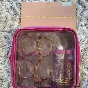 Oscar de la Renta Tortoise and Pink Eyewear Set